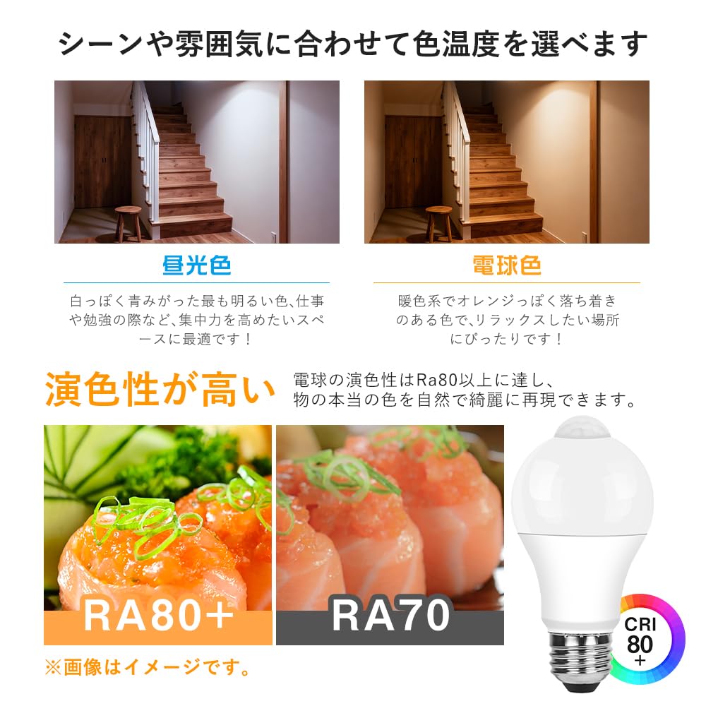 Shared Lighting 2-Pack LED Bulbs E26 with Motion Sensor, 60W Equivalent, Daylight White, 810LM, Automatic OnOff, with Light Sensor, for Entrance,
