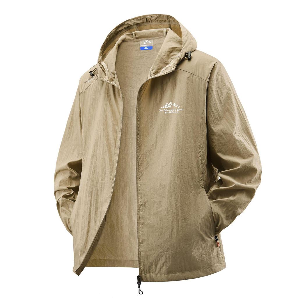 Men's Retro Hooded Thin Ice Silk Sun Protection Jacket - Summer Outdoor Loose-Fit Plus Size