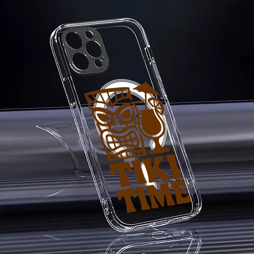 Tiki Time Phone Case For iPhone 17 16 15 14 13 12 Pro Max Plus With Magnetic Crystal Clear Case Wireless Charge