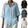Women's Cotton Linen Loose Fit Color Single Breasted Casual Button Down Shirt for Commute