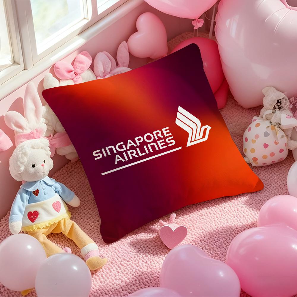 Singapore Airlines Pillow Case Plush Fabric Soft Double-Sided Printed Sofa Warm Winter Home Child Gift Cushion Cover