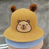 Sweet Cartoon Straw Cups Wide Brim Outdoor Travel Fisherman Cup Gifts Children's Capybara Sun Hat