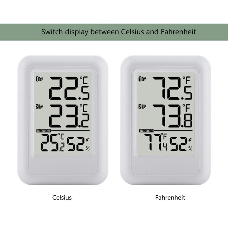 Compact Digital Temperature Humidity Monitor Wall Mountable Wireless Sensor With 24H Data Records And Low Battery Alerts