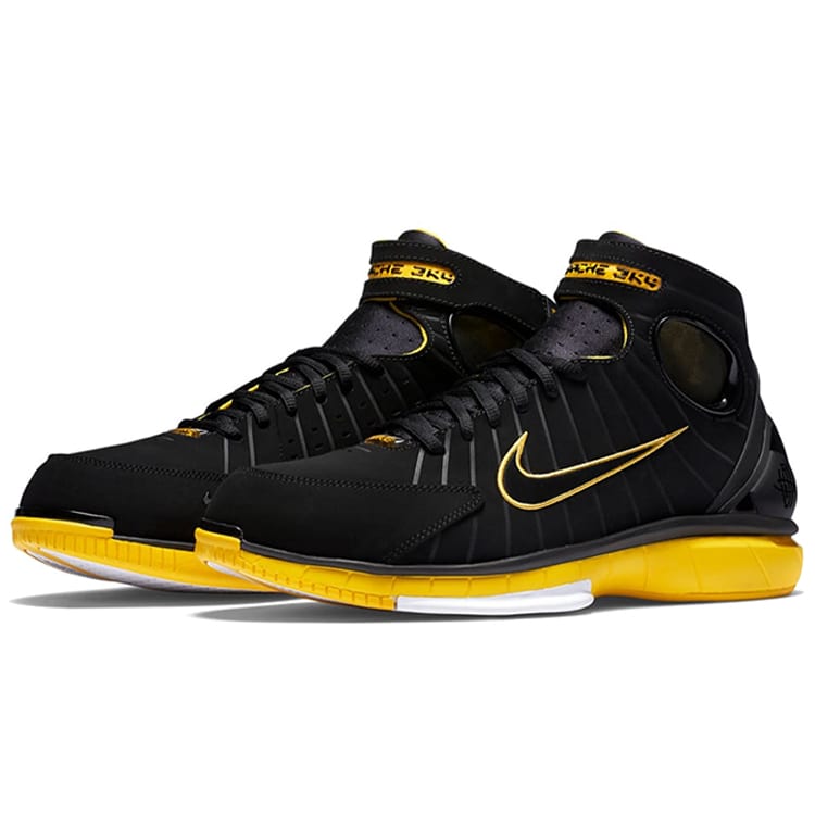 Nike 2K4 Zoom Huarache Kobe Comfortable Slip Resistant Lightweight Mid top Basketball Shoes Men's Black Yellow 308475-003