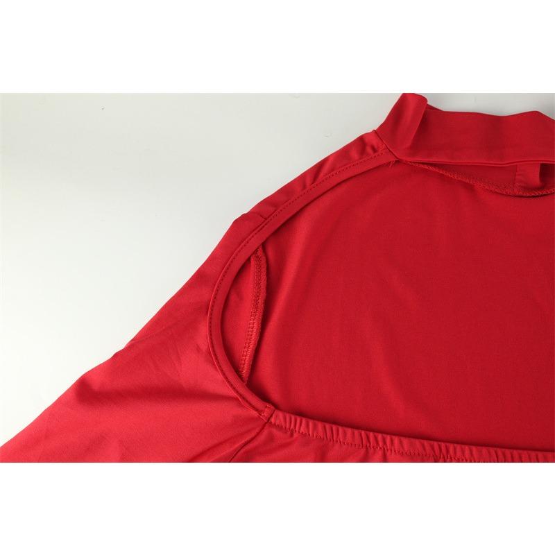 Pure Wind Autumn and Winter Fashion Sexy Chest Long Sleeve Hollow Design Slimming Dress