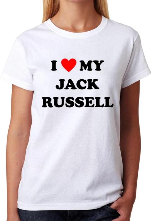 I Love My Jack Russell Dog T-Shirt Ladies Fitted Tee Womens Fashion Top XL