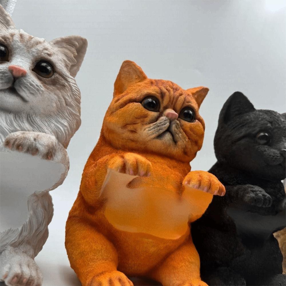 3D Cat Shape Cat Toilet Paper Holder Resin Simple Installation Bathroom Tissue Dispenser Realistic Space Saving