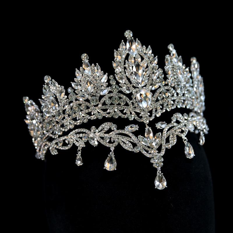 Neue, luxuriöse und elegante Doppelkrone für die Braut – Hochzeitskrone, Tiara, Haarschmuck, Haupt-Hochzeitsaccessoires