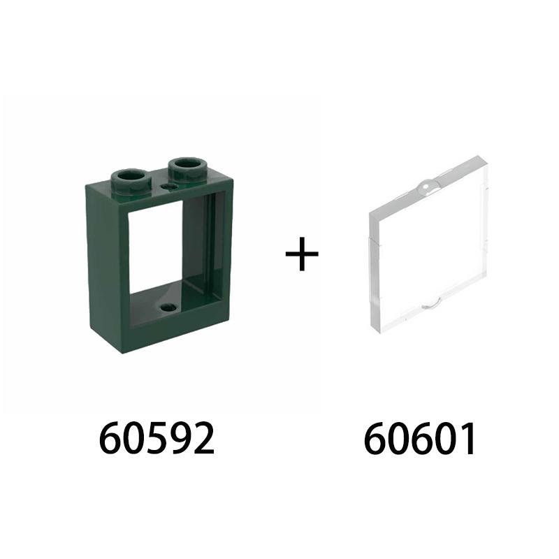 20pcs MOC Parts 60592 60601 Window Transparent Glass 1 X 2 X 2 Flat Front Compatible Brick DIY Building Block Children's Toy