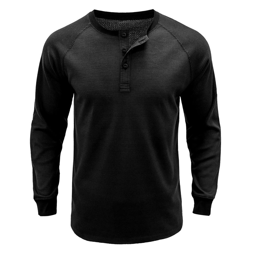 Tricou cu mânecă lungă pentru bărbați Cămașă cu gât rotund cu henley Primăvară Toamnă Îmbrăcăminte ocazională Iarnă Camasă confortabilă Cămașă elegantă