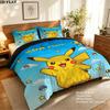 Custom Name,Pikachu Pattern Bedding Home Decoration Birthday Gift ( 1 Duvet Cover + 2 Pillowcase, Without Core),fan Merchandise.