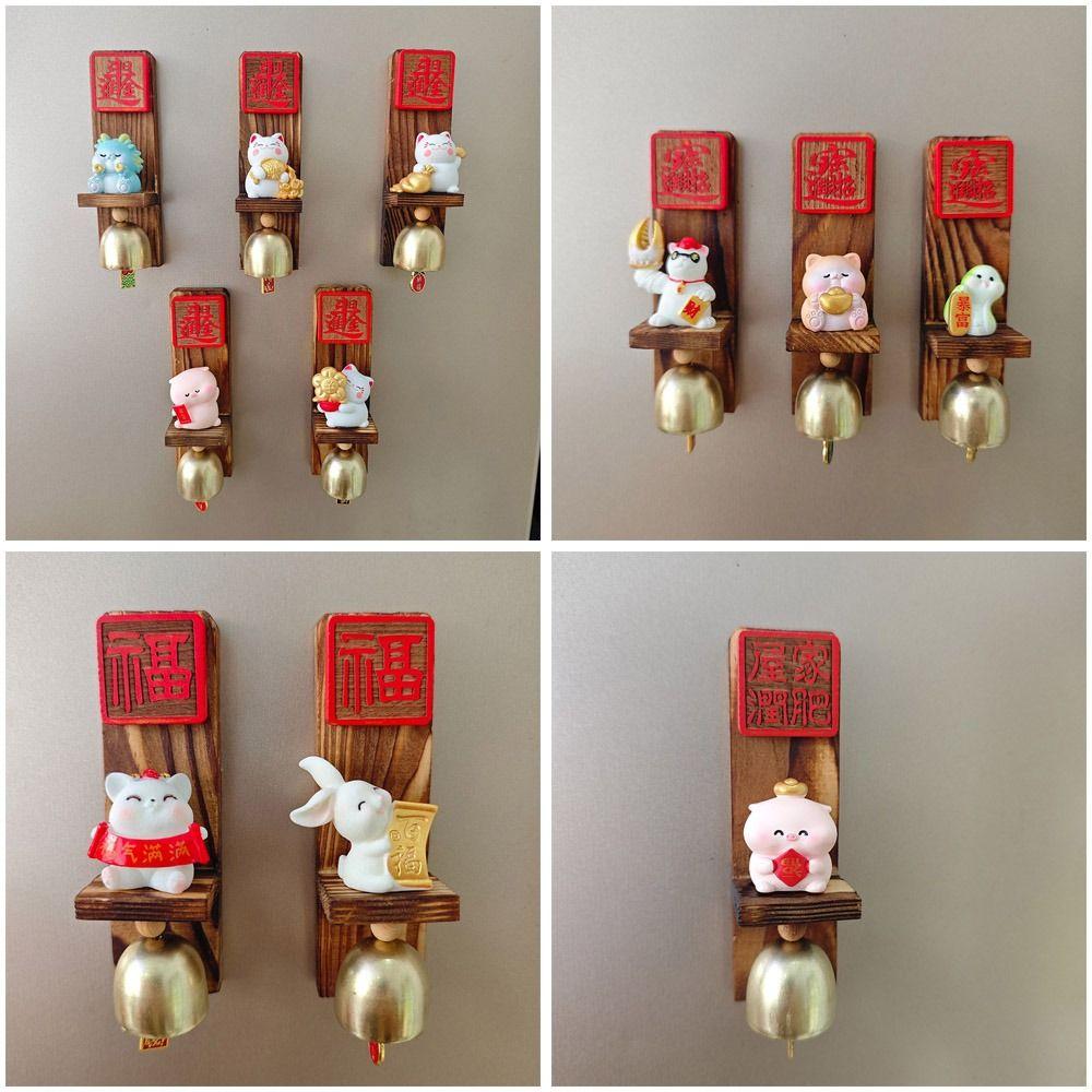 Hanging Decorative Wooden Door Bell Magnetic Door Opening Fridge Magnet Delightful Sound Japanese Style Wind Chime Fridge