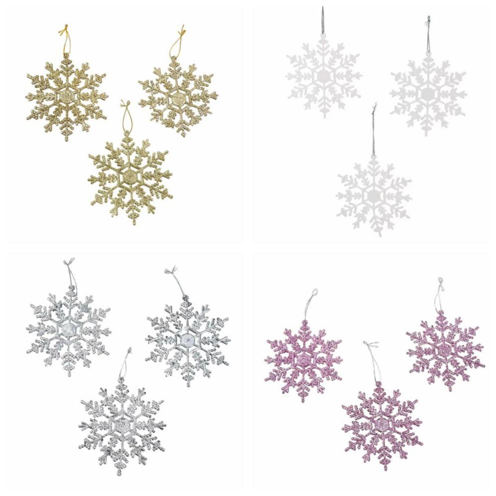 3Pcs/set Exquisite Christmas Snowflakes Acrylic Xmas Tree Ornaments Snowflakes Pendants  New Year