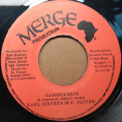 7-Zoll Schallplatte EARL SIXTEEN / MC OLIVE - Gangsta Days KEINE Merge Production Jamaika Reggae, Ska & Dub Gebraucht