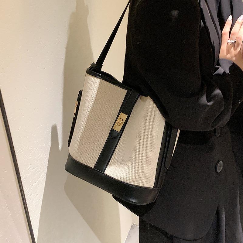 Small bag women's summer new trendy fashion shoulder armpit bag messenger bag canvas bucket bag