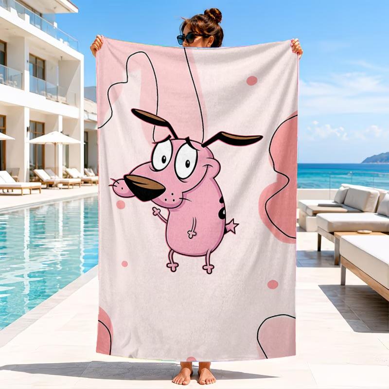 Cowardly Dog Cartoon Beach Towel, Microfiber Beach Towel, Perfect For Pool, Beach, Travel, Home Decor Beach Party Fan gifts
