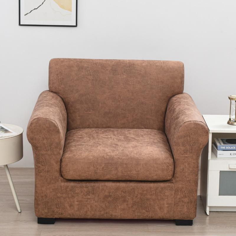 Чехол для дивана из искусственной кожи эластичный чехол для одного дивана кресла защитный чехол для мебели мягкий с эластичной подошвой чехол для кресла светло-коричневого 4900₽