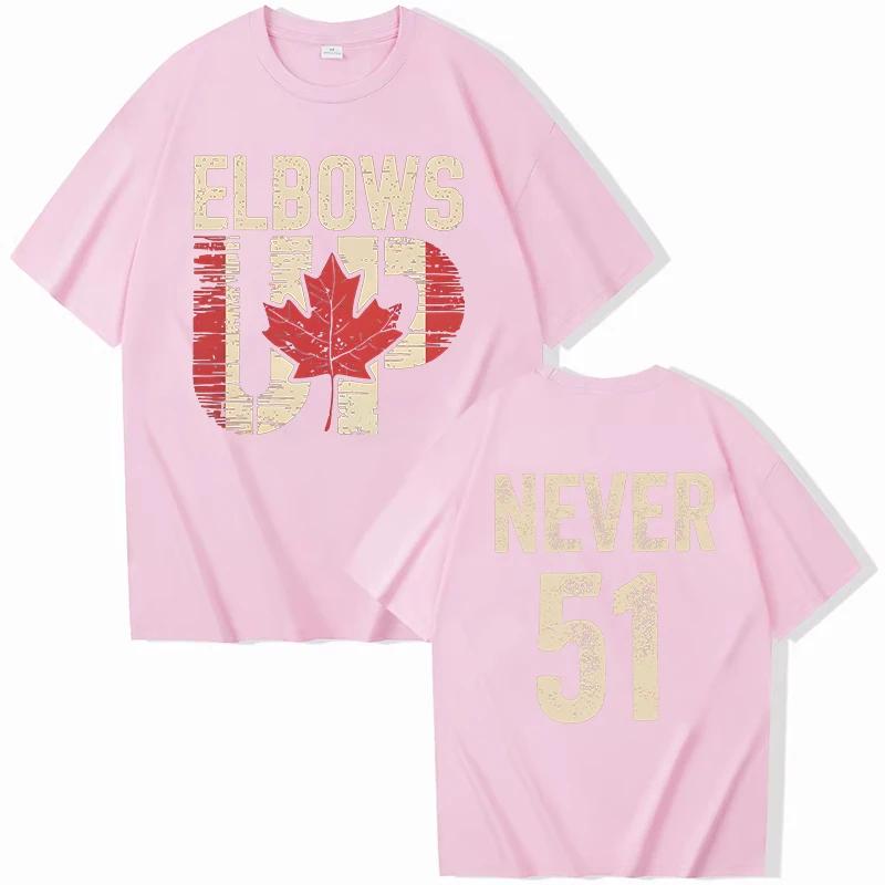Retro Elbows Up Never 51 Canada Print Women T-shirts Casual Summer Tees Funny Vintage Tshirt Graphic Tops Female Clothing