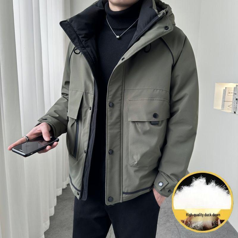 

Men s Workwear 2026 Hooded Duck Down Ski Jacket - Warm, Thickened Winter Outerwear L 100-120 lbs армия зеленый