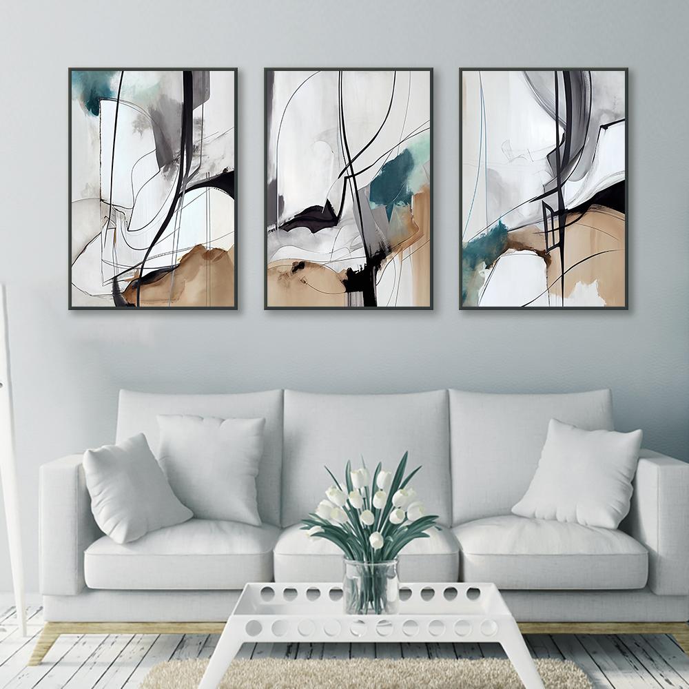 3pcs Abstract Art Poster Wall Art Canvas Print Painting Home Decoration Abstract Color Blocks Painting Living Room Bedroom Decor