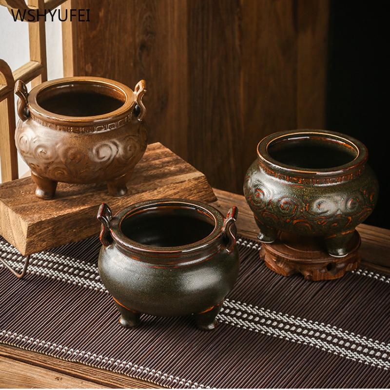 1pc Ceramic Incense Burner Decorations Buddhist Hall Utensils Temple Sacrifice Home Decor Pray for Auspiciousness Feng Shui