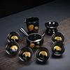 New Wood Leaf Cup Black Pottery Tea Set Bodhi Leaf Kung Fu Tea Set Teapot Tea Cup Set Gift Box