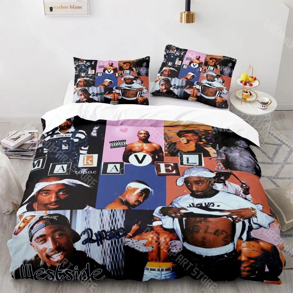 3D Print 2 Pac Tupac Shakur Bedding Set Single Twin Full Queen King Size Tupac 2 Pac Bed Set Aldult Kid Kawaii Duvetcover Sets