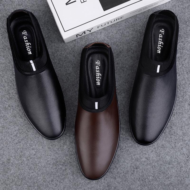 Men's Genuine Leather Shoes Soft Sole Comfortable Flat Shoes Office Commuter Business Shoes Fashion Anti Slip Men's Loafers