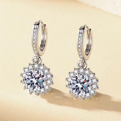 925 Silver Women's Wedding Earrings with Shining Zircon Engagement Jewelry Gift
