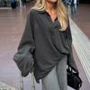 Women's Autumn and Winter Casual Lapel Resort Style Loose Long Sleeve Women's Sweater