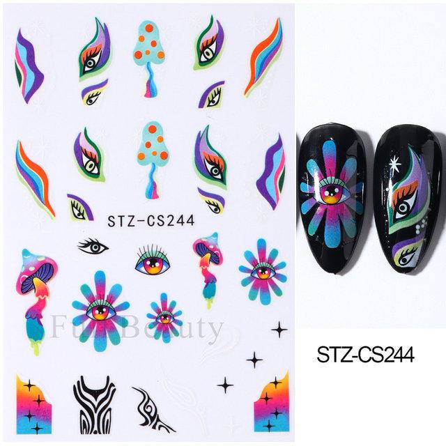 Nail Art Stickers, Japanese Romantic Laser Magic Gold And Silver Fireworks Bloom Adhesive Nail Stickers