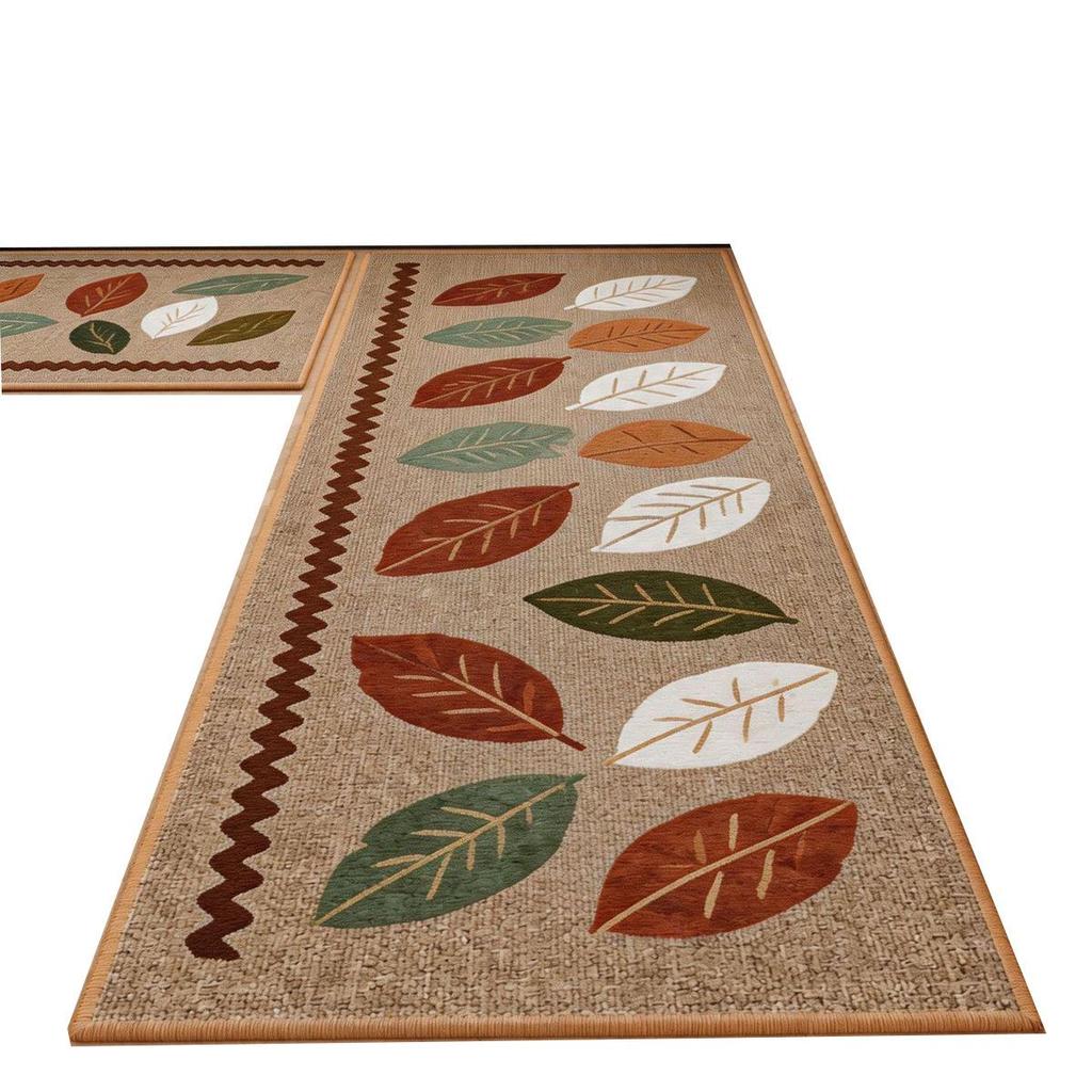 Absorbent Non-Slip Kitchen Floor Mat Set: Durable, Easy-Care, Dirt Resistant, Two-Piece.