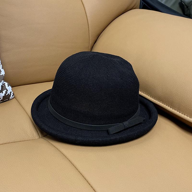 

Hat Versatile Style Straw Woven Elegant Bow Womens Retro Sunshade Hatscaps чорний