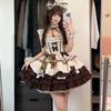 Słodki Japoński Uroczy Zestaw Sukienek JK Damski Uroczy Bezrękawnik z Kokardką Spódnica Warstwowa Szycie Harajuku Impreza Lolita Strój Letni
