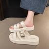 Fashion Slippers Woman Natural Cow Leather  Thick Bottom Brand Buckle Comfortable Fashion Slippers