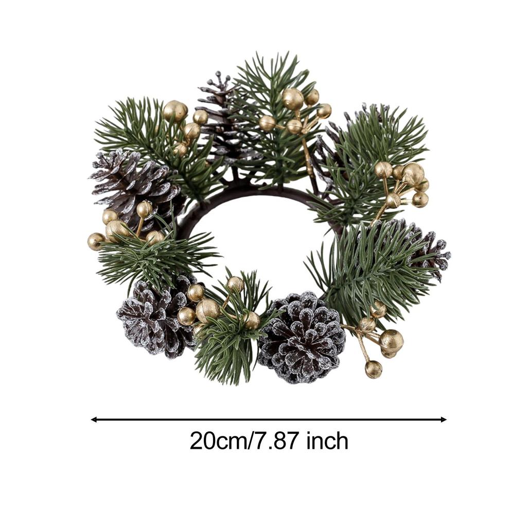 Christmas Candle Ring Wreath Decorative for Bar Table Centerpieces Christmas