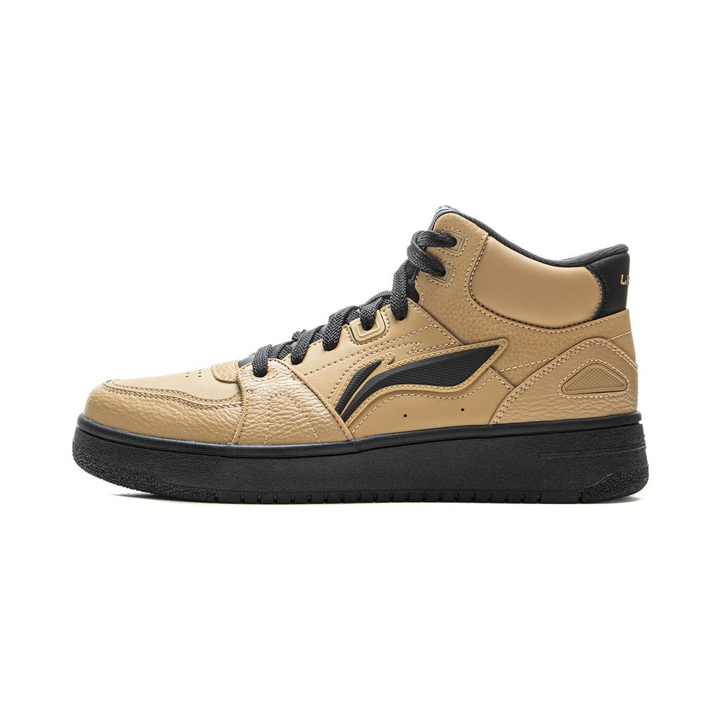 Li Ning Tianji HI Slip Resistant Cushioning Abrasion Resistant Mid Top Skateboard Shoes Men's Brown AGCV339-3