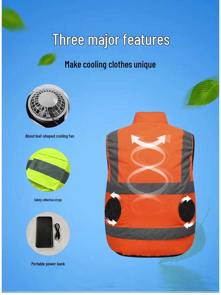 Unisex Summer Reflective Vest with Fan - Heatstroke Prevention & Cooling Function