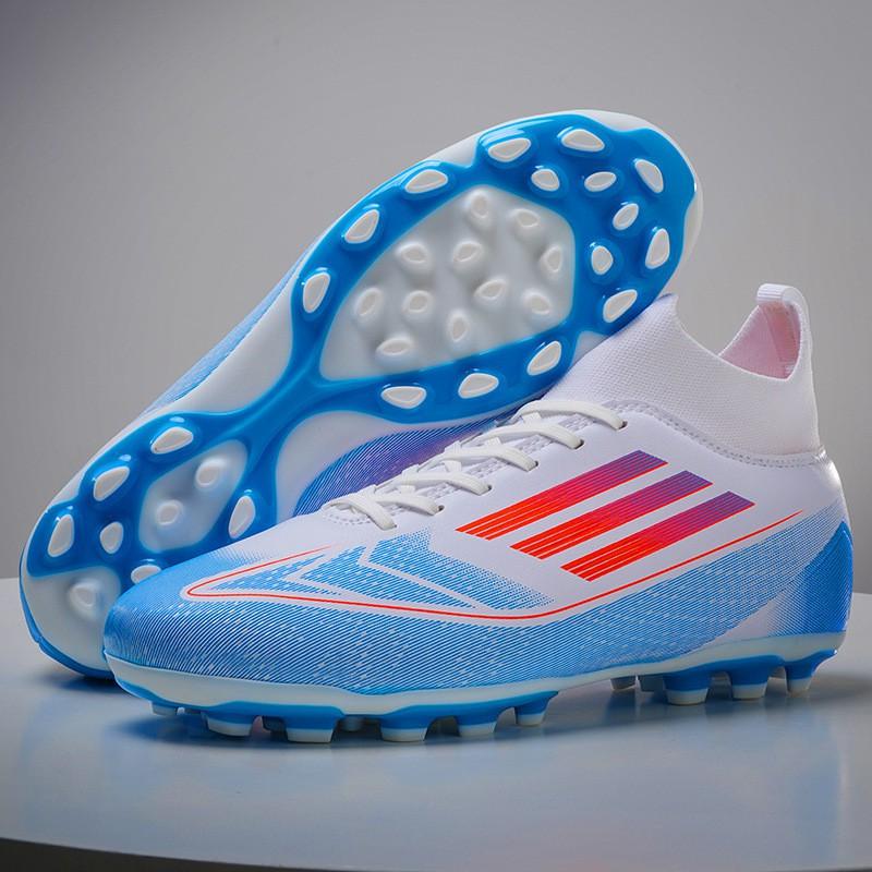 Mens High-Top Football Cleats TF Studs Turf Grass Training Match Lightweight Synthetic Upper