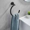 Single Post Bathroom Towel Ring, Wall Mounted Bath Towel Rack, Decorative Towel Hanger Stainless Steel (Black)