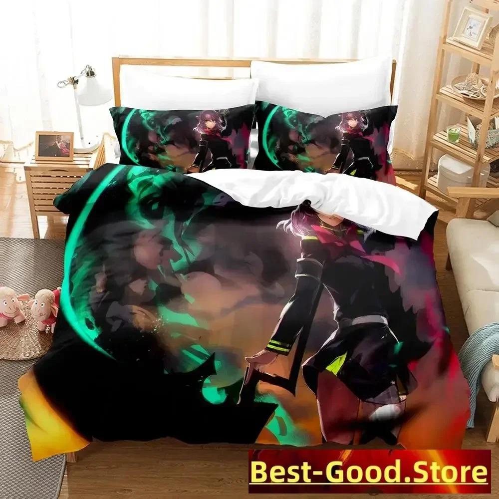 Seraph of the end Beding Set Printed Bed Linen Set With Pilowcase Bed Soft Duvet Cover Soft Single Double Quen Super King-Sized Dimensionsd Dimensions