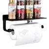 Punch-Free Aluminum Kitchen Roll & Paper Towel Holder - Black Wall-Mounted Storage Rack