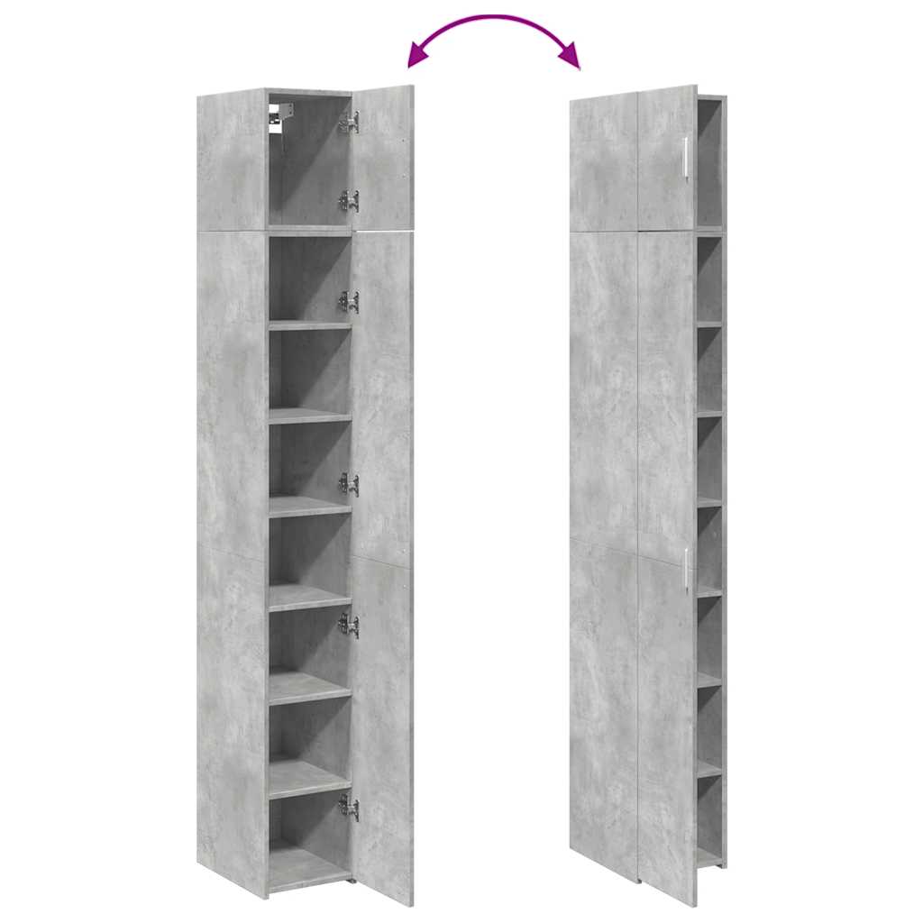 Narrow Tall Cabinet Concrete Grey 30 X 42.5 X 225 Cm Particleboard