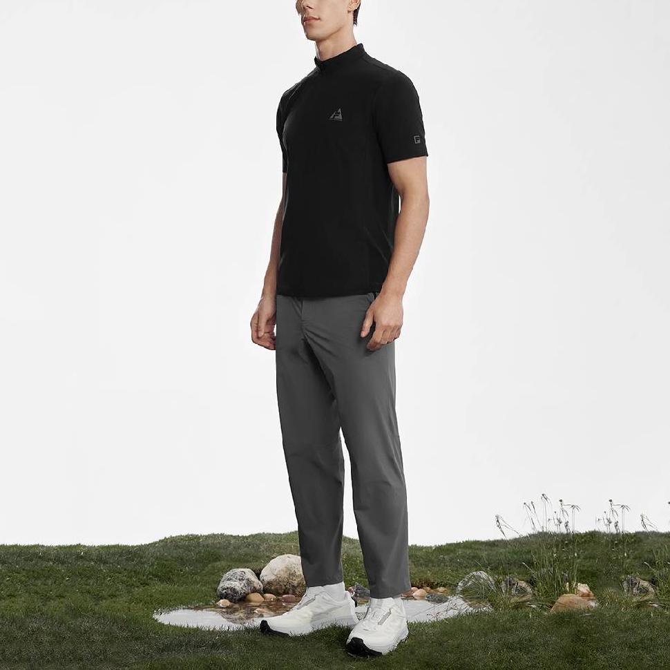 Men's FILA EXPLORE T-Shirts Men's Pitch Black Stand Collar Moderate