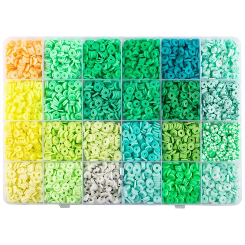 24 Color Clay Beads for Bracelet Making, Flat Clay Beads with Storage Box for DIY Jewelry Bracelet Necklace Making