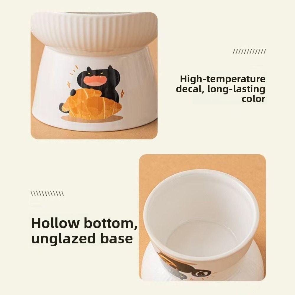 Cartoon Ceramic Cat Bowl Cute Dog Food Feeding Basin Pet High Foot Bowl Water Container
