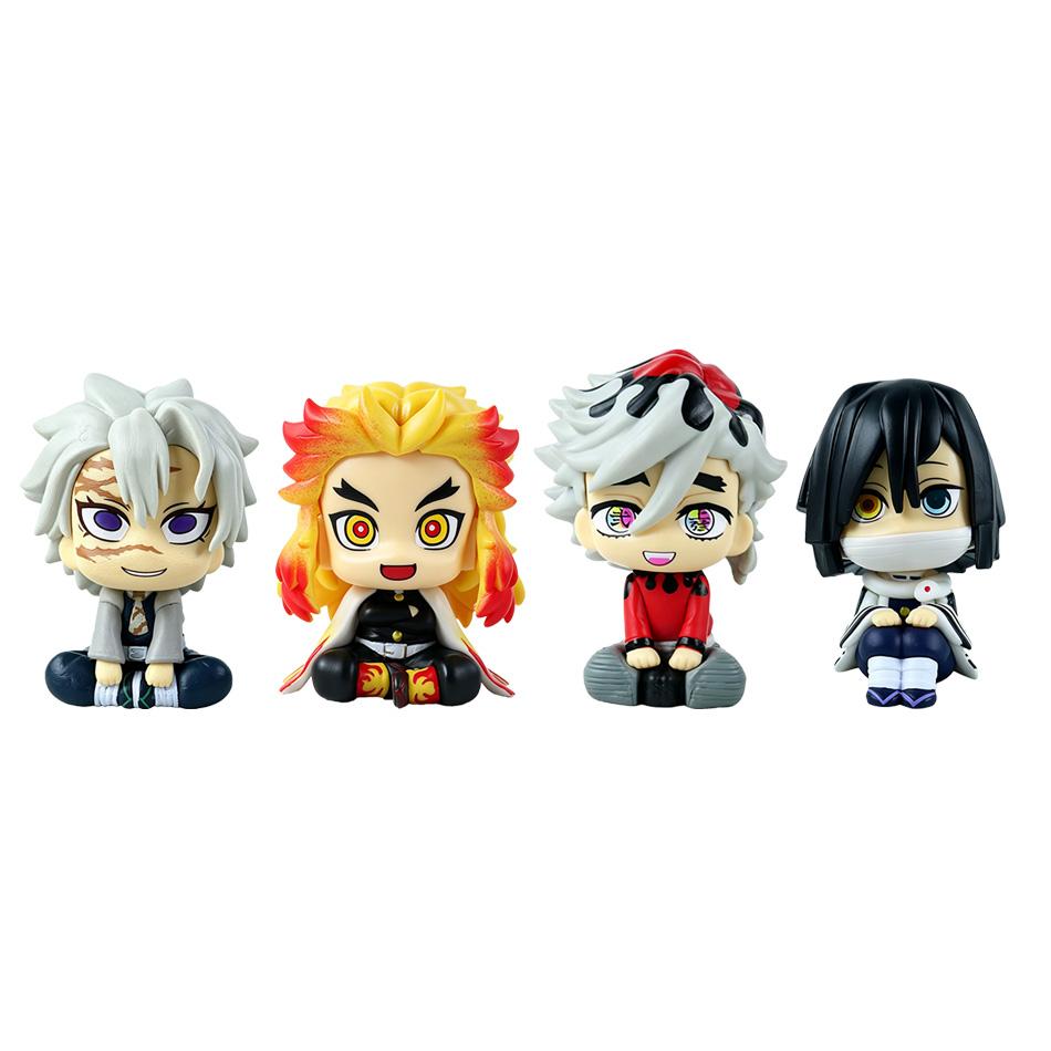 10Cm Anime Merch Tanjirou Doma Sanemi Rengoku Obanai Q Version Pvc Collectible Model Toy For Kids Adults Gifts