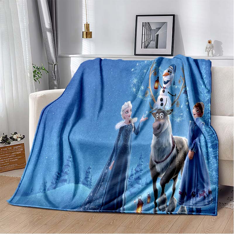 Çizgi Film Frozen Baskılı Anime Polar Peluş Battaniye Yetişkinler ve Çocuklar için Yumuşak Sıcak Battaniye Yatak Odası Kanepe Hediye