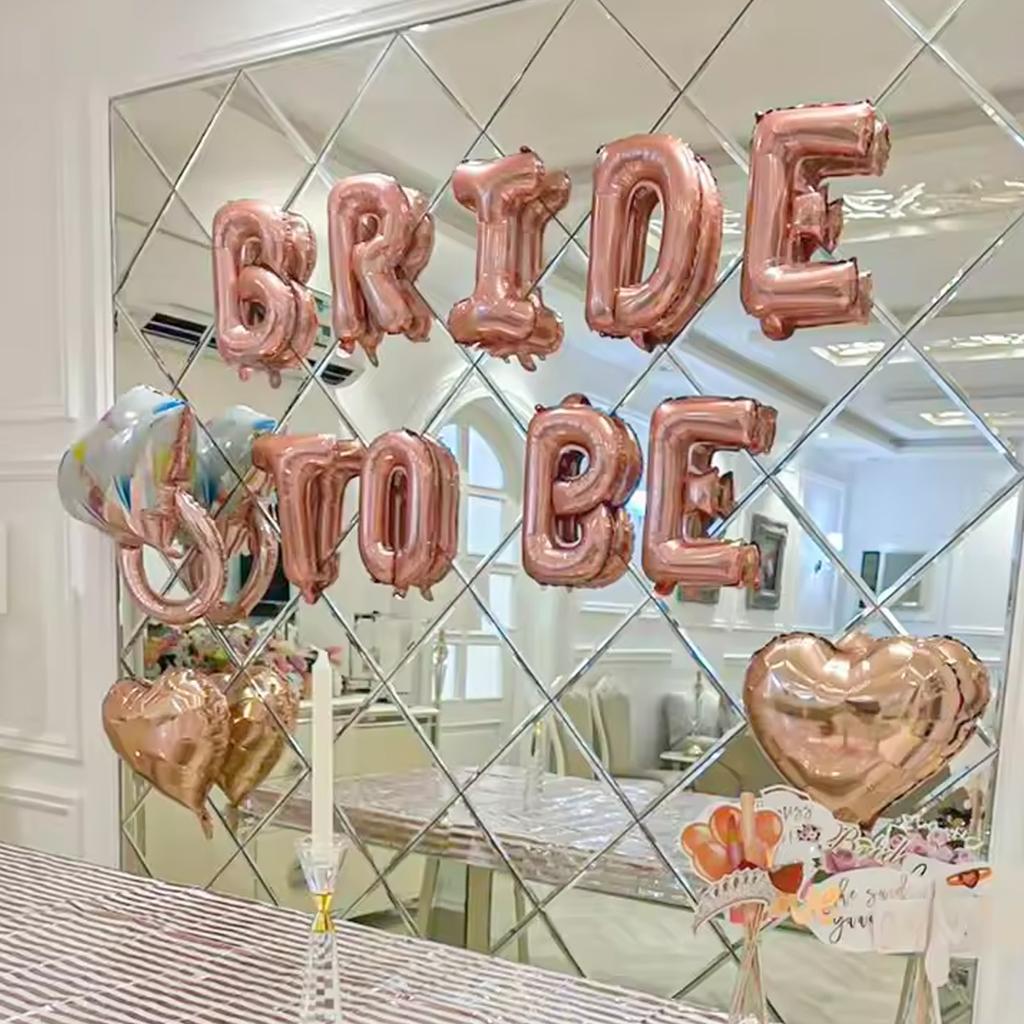 Bride To Be Balloons Set Rose Gold Wedding Decorations Letter And Diamond Ring Foil Balloon  Interior and exterior decoration