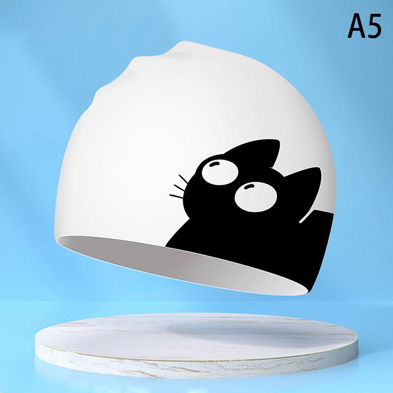 Cute Cat Swimming Cap For Long Hair Ears Protect Children Kids Waterproof Elastic Silicone Swim Pool Cap Bathing Caps Diving Hat